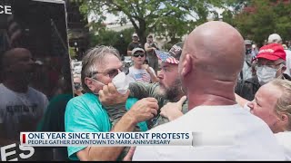 People gather in downtown Tyler one year after peaceful protest turned violent