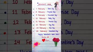 Valentine Week | 7 Feb to 14 Feb all day list | kal konsa day hai 2025lValentine's Day week 2025 l