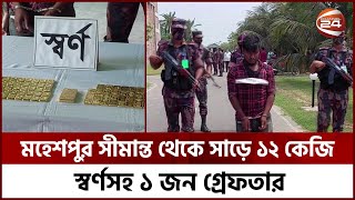 মহেশপুর সীমান্ত থেকে সাড়ে ১২ কেজি স্বর্ণসহ ১ জন গ্রেফতার | Channel 24