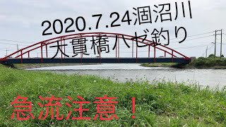 【涸沼川ハゼ】2020.7.24急流となった大貫橋の様子