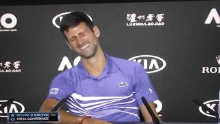Novak Djokovic AO final 2019 press conference funny bit