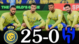 FC 24 | RONALDO MESSI NEYMAR \u0026 MBAPPE | ALL STARS | AL NASSR 25-0 AL HILAL