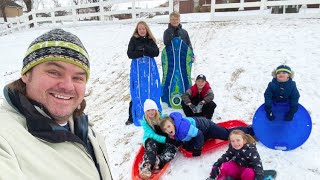 Sledding in Winter Snow! Fun Squad Family