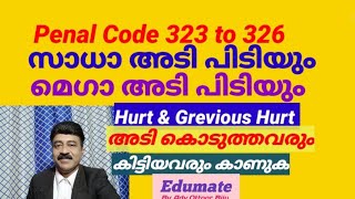 Hurt and Grevious Hurt | സാധാരണ അടിപിടിയും മെഗാ അടിപിടിയും | Indian Penal code 323 to 326