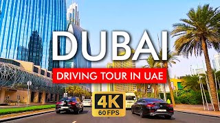 🇦🇪 Dubai Driving Tour in 4K Video. Explore from Downtown Burj Khalifa to Creek Harbour skyline views