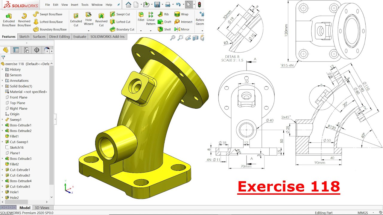 SolidWorks Tutorial For Beginners Exercise 118 - YouTube