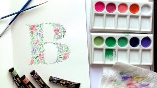 How to Paint a Watercolor Floral Initial