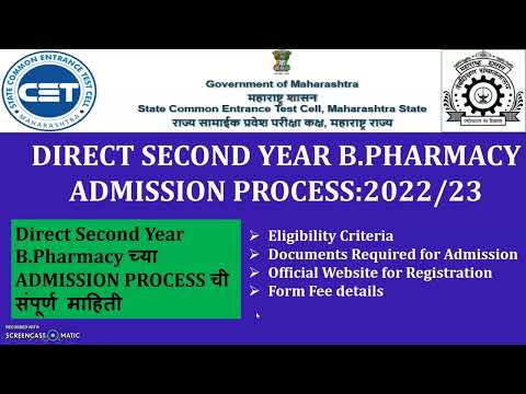 Direct Second Year B Pharmacy Admission Process 2022 Documents Details ...