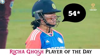 India women vs west indies women Richa Ghosh Batting || 54 Runs off 20 Balls || Amaging Scoring 54*