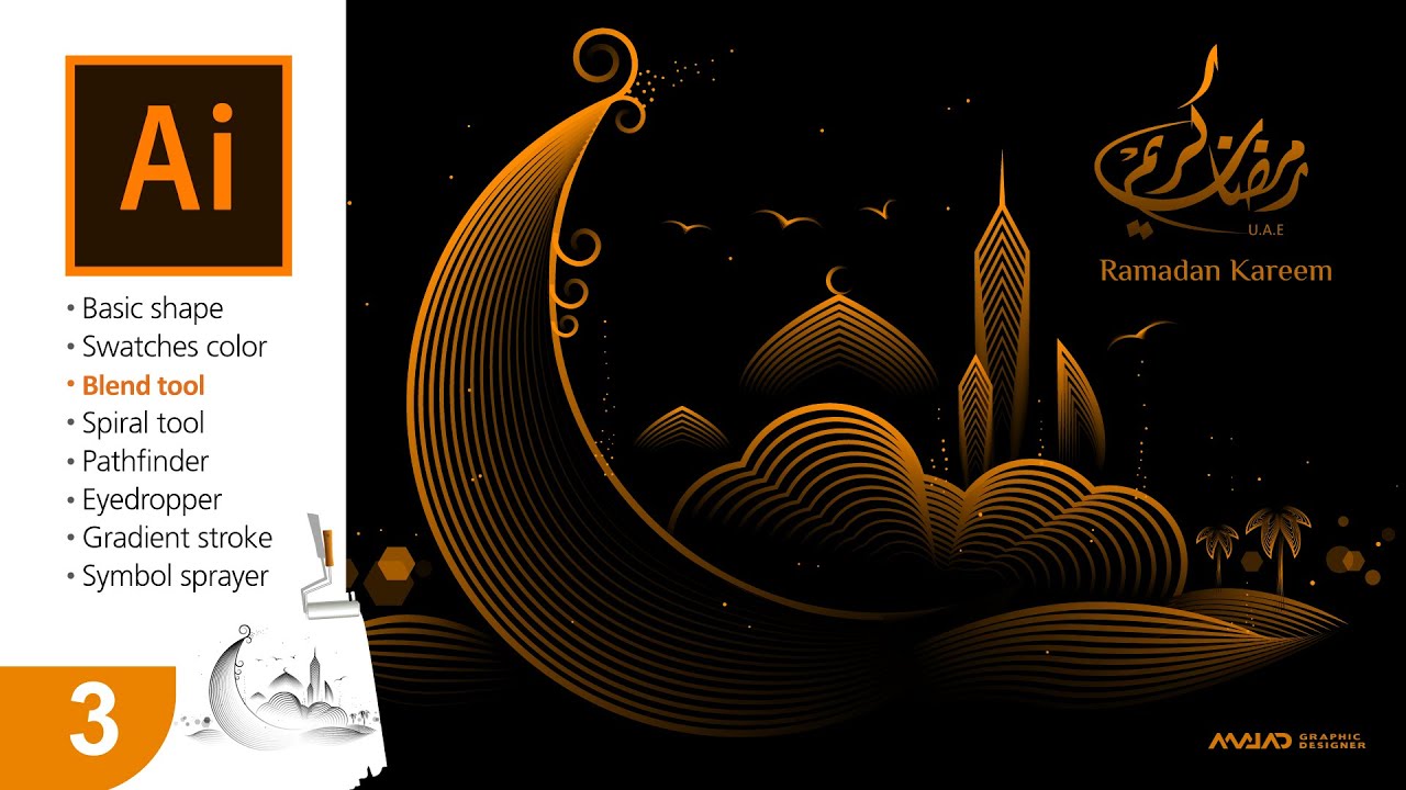 Ramadan Design 3 Tutorial In Adobe Illustrator For Beginners Using