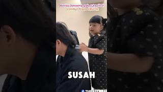 Ketika Ameena gak suka lht rambut Papa dikucir #ameenaattahalilintar #shortvideos