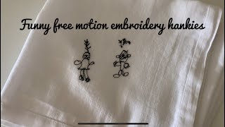 Making memory handkerchiefs with Free Motion Embroidery ~ and other waffle