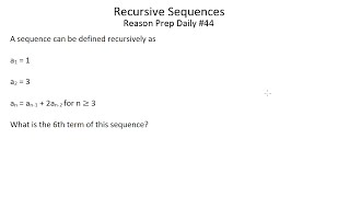 [Math 2] Recursive Sequences