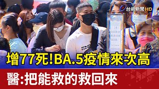 增77死!BA.5疫情以來次高醫:把能救的救回來