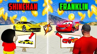 Shinchan😂 Vs Franklin  Magical Painting Challenge😱 To Draw Best Car In Gta V ! | In Telugu | #gta5