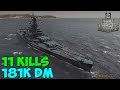 World of WarShips | Massachusetts | 11 KILLS | 181K Damage - Replay Gameplay 4K 60 fps