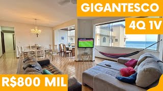 R$ 800 mil! Apartamento gigantesco! 4 quartos sendo 1 suíte e vista para o mar!