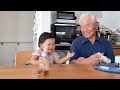 【88歳と1歳児】ひ孫と義祖父と孫嫁のランチlunch between great grandchildren grandfather in law and granddaughter