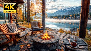 Relaxing Autumn Vibes by the Lake: Crackling Fire Pit, Calming Nature Sounds and Melodic Birdsong