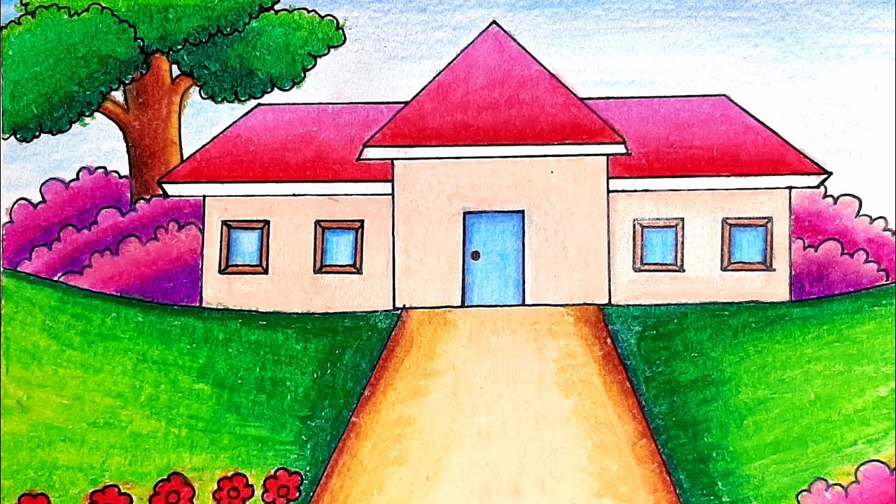 How To Draw A Simple But Beautiful House Draw Beginners Drawing