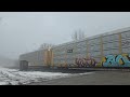 ns 1137 breaks out of fog at highland cut horn salute conrail white ninja on im u0026 autorack mixer