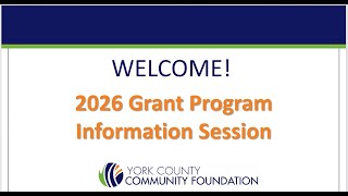 2026 Grant Program Information Session