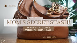 What's In My Mom's Bag? ⎮MICHAEL KORS Raven Large Leather Shoulder Bag⎮MOM'S SECRETS ARE OUT!!!