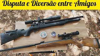 DISPUTA DE TIRO DE PRESSÃO USANDO GAMO HUNTER 4.5 COM SCOPE ANGEL E PCP NIKSAN DEFENSE S