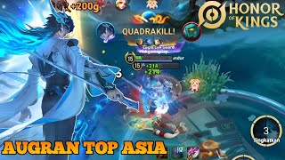 AUGRAN TOP ASIA honor of king QUADRAKILL!! build and gameplay high rank||HOKgameplay