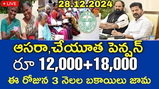 తెలంగాణ ఆసరా పెన్షన్ 12000+18000 ఈరోజు నుంచి డబ్బులు విడుదల | ts aasara pension latest today news