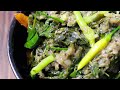 Stir fry fermented fish with tapioca leaves