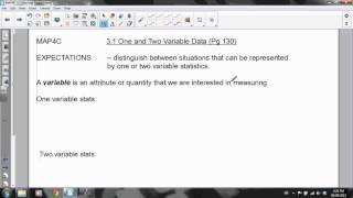 MAP4C 3 1 One and Two Variable Statistics