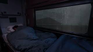 Falling asleep on the train at night when it's raining