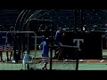 Joey Gallo launches a batting practice home run onto the roof