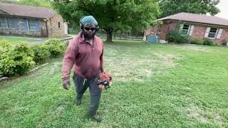 Mowing with 48 inch toro and echo weed eater and husqvarna blower 125b