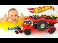 Vlad and Nikita play with Hot Wheels Monster Trucks