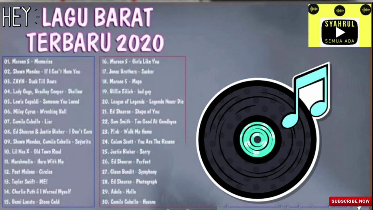 30 LAGU BARAT TERBARU TERPOPULER TERBAIK TERHITZ 2020 VERSI SYAHRUL ...