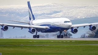 SUPER RARE A340 Lands and Departs Manchester Airport