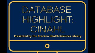 Bracken Library Database Highlight: CINAHL