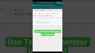 Use Ternary Operator in Python! (IF STATEMENT IN ONE LINE!) #shorts #python #programming #coding