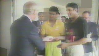 Wasim Akram & Waqar Younis receiving Men of the Series Award against England during 1992 Test Series