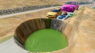 Big \u0026 Small Cars va GIANT GREEN WATER PIT \u0026 MASSIVE SQUARE PIT  😰🚗 - Beamng Drive | Impala Beamng