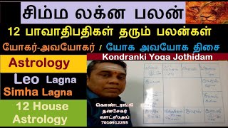 சிம்ம லக்னம் | Simha Lagna Palangal | 12 பாவாதிபதிகள் பலன்கள் | அவயோக-யோக திசை | 12 House Astrology