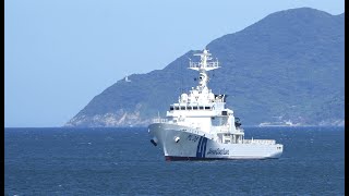 巡視船くにさき　響灘錨泊 (2023.8.5)   Japan Coast Guard's patrol vessel was at anchor at Hibikinada