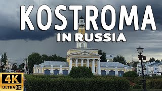 Walking tour of Kostroma in Russia. Kostroma is the golden ring of Russia. Walking tour 4k.