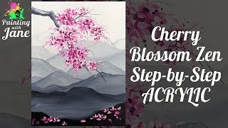 Cherry Blossom Zen - Step by Step Free Acrylic Painting Lesson