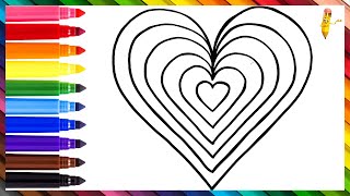 Drawing And Coloring A Rainbow Heart ❤️🌈 Drawings For Kids