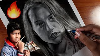 Realistic girl drawing / shedding 🔥 how to shading on face /girl drawing/ #realistic_girl_drawing