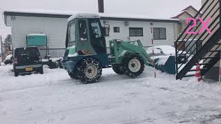 2021-12 今期初除雪(北海道...道東）青い除雪機YAMAHA YT1070 ーミニホイルローダーヤンマーV40