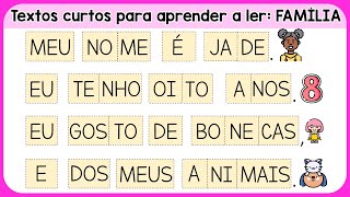 A família da Jade | Textos curtos para aprender a ler | Textos para 1° e 2° ano | Textos fatiados